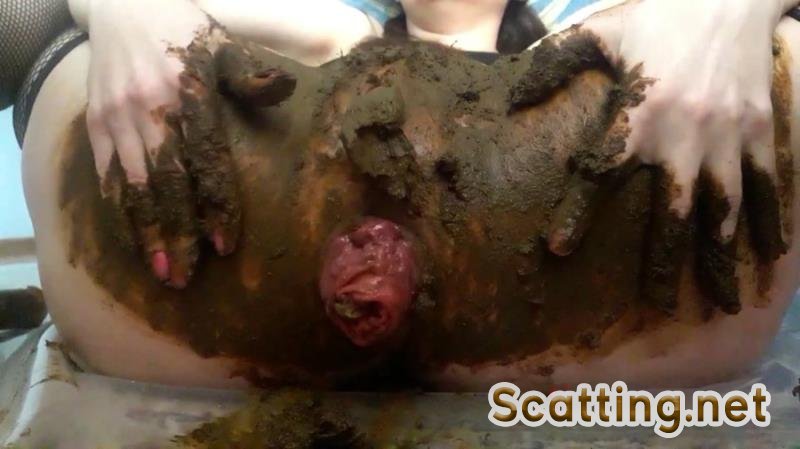 ScatLina - Anal prolapse in shit (Defecation, Solo) Extreme Scat [FullHD 1080p]