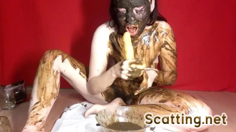ScatLina - Three shitty vomit (Masturbation, Toys) Shit Dildo [FullHD 1080p]
