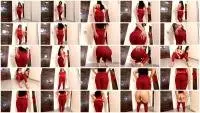 Blacksandra - Red Leather Pants Poop (Solo, Defecation) Shit in Leggins [FullHD 1080p] Screenshot 1