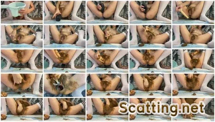 p00girl - Piss enema and shit play with hairy pussy (Hairy, Shit) Solo [FullHD 1080p] Screenshot 1