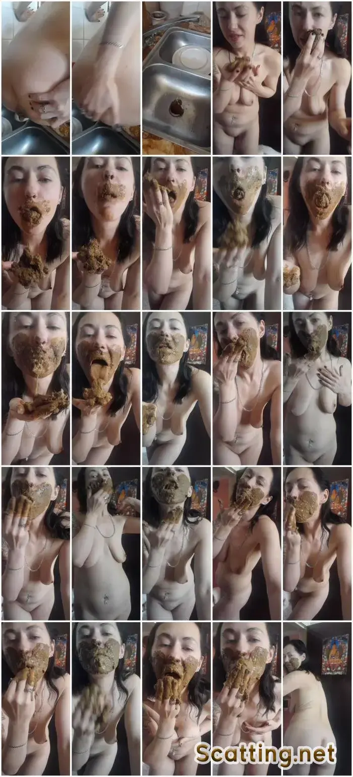 LiliXXXFetish - Poo Naked In Kitchen Sink Smearing Face Mouth Full Of Poo (Eating, Solo) Amateur [UltraHD 2K] Screenshot 1