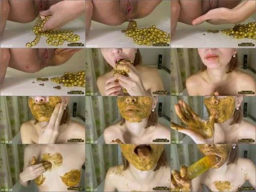 Veronika Piss Scat - Christmas Beads from the Shit in the Ass