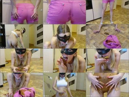 Pooping in Pink Shorts - Brown Wife Scat Smear