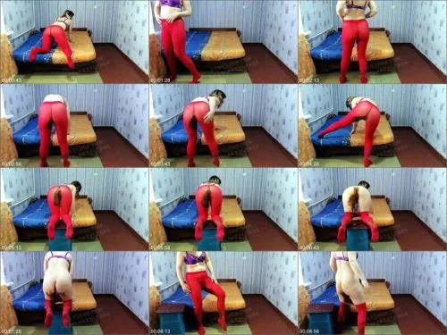 Lesbian Scat with ModelNatalya94 - Red Tights In Shit