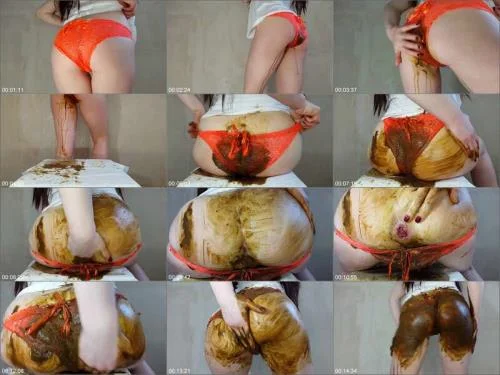 Solo Scat with Anna Coprofield - Orange Panties