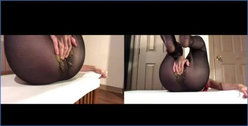 Emily Milk Gets Dirty in Pantyhose Poop and Smearing spectacle