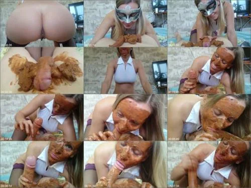 Scat Smear with Brown Wife - Demonic Scat Blowjob
