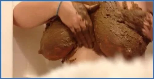 Allura Smears Feces on Her Breasts in Solo Scat porn