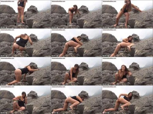 Scat with Nadya - Pooping against the background of rocks
