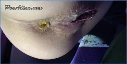 PooAlina Shits, Smears, and Vomits in Car - Bareback Russian Scat Porn