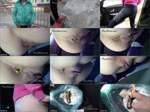 Young Alina pooping in car starring PooAlina Shit Eating
