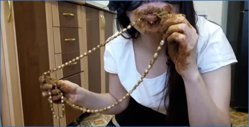 Scatlina Defecates Prolapse and Eats Her Big Shit with Dildo Fun