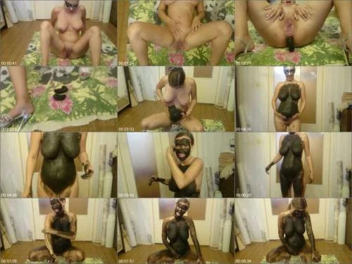 Brown wife Scat Smear - Black Shit