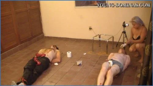 Stupid Slaves Dominates with Dirty Facesitting and Enema in Double