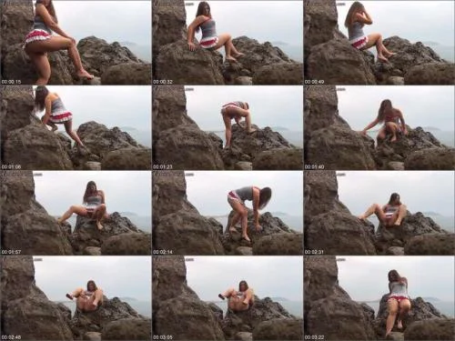 Nadya - Pooping against the background of sea su Scat