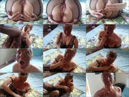 Scat Smear with Brown Wife - Mouth Full of Shit