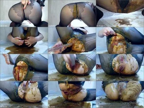 Anna Coprofield - Black Pantyhose - Real Solo Scat