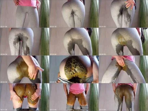 Anna Coprofield - To Shit In Gray Leggings Solo Scat