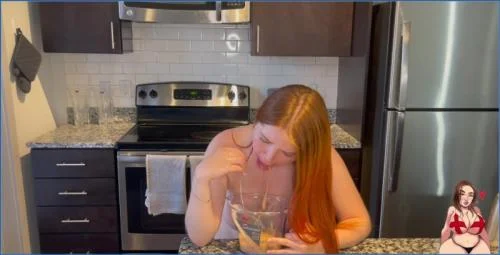 GingerCris Dildo Scat Play with Natural Big Tits - Scatting