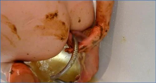 Dirty Barbara Mixes Pissing with Heavy Copro in Dirty Water from My Ass