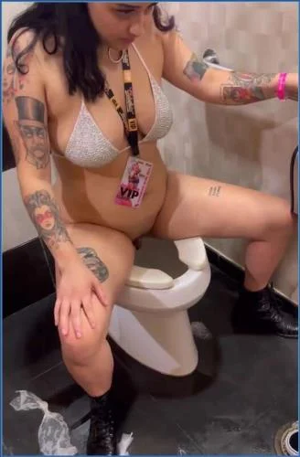 Kaitlyn Katsaros and Indigo Dances in Public Bathroom Fisting and Scat