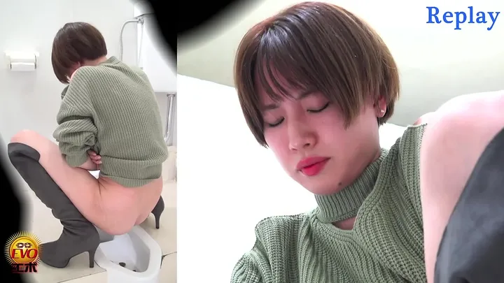 Long-Booted Babe Delivers a Messy Dump in the Restroom - Scat Toilet